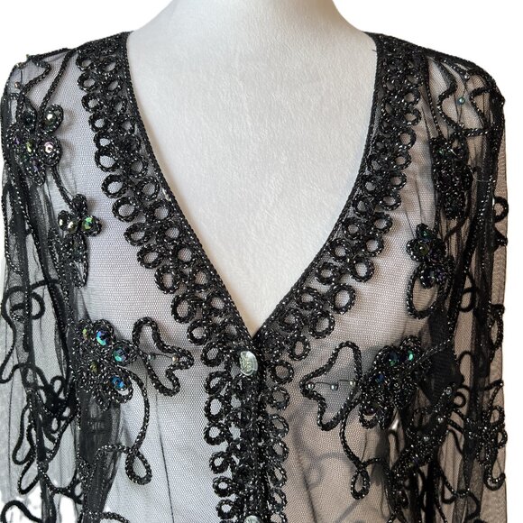 🖤 Temptation Sheer Beaded Cardigan – Luxe Layering in Size L 💐 - Picture 2 of 13